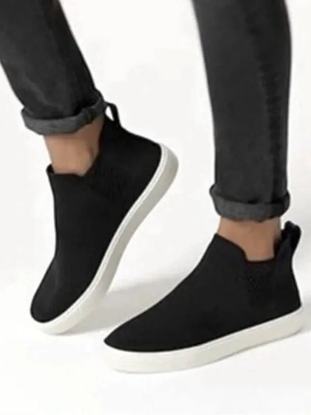 ROTHY'S Shoes Womens 10 Black Chelsea Knit Slip On High Top Casual Sock Sneakers